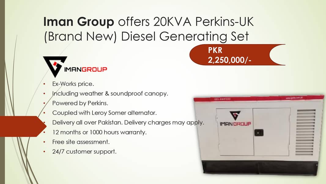 Diesel Generator Perkins (UK model) 20KVA Diesel Generator 0