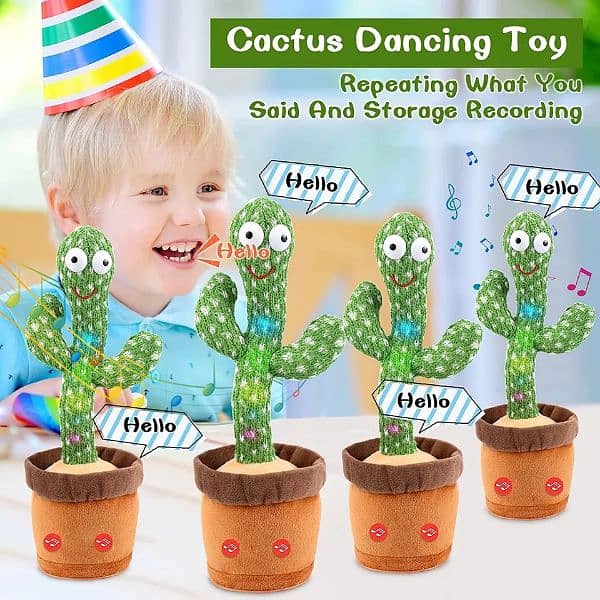 Rechargeable Dancing and talking cactus toy 0