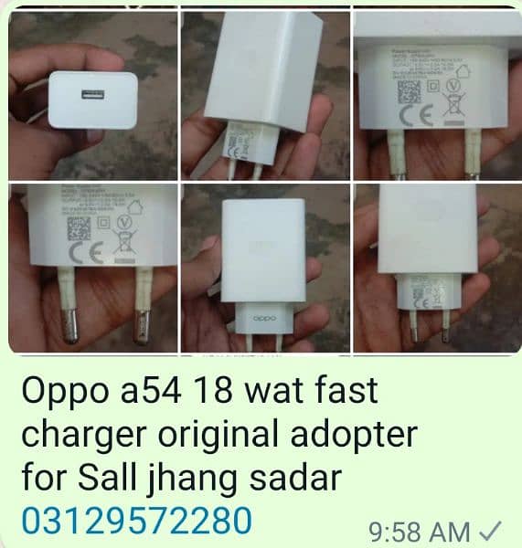 oppo a54 18 wat fast charger original adopter for Sall jhang sadar 0
