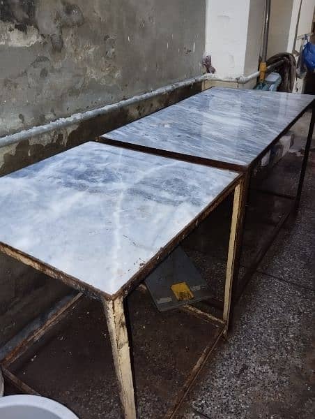 Iron Table with Marble Top for Sale 0