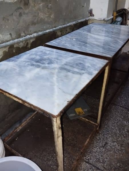 Iron Table with Marble Top for Sale 4