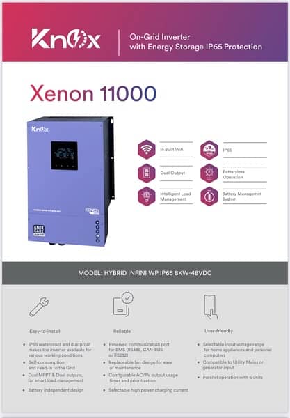Knox IP65 XENON 11000 8kw Dual MPPT Dual Output Hybrid Solar Inverter 4