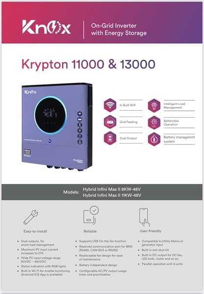 Knox Krypton 13000 11kw Dual Builtin Wifi & BMS Hybrid Solar Inverter 2