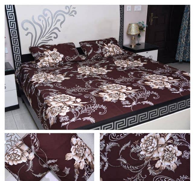 3 pieces stitched bedsheets pure cotton king size 10