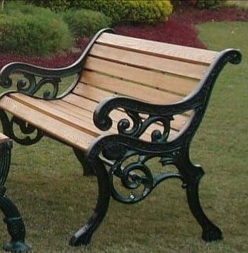 Park seating Lawn Benches, Patios outdoor Wooden Iron Frame Benches 0