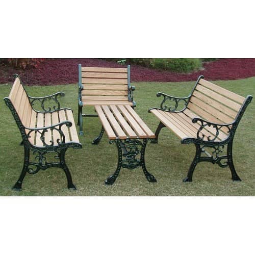 Park seating Lawn Benches, Patios outdoor Wooden Iron Frame Benches 14