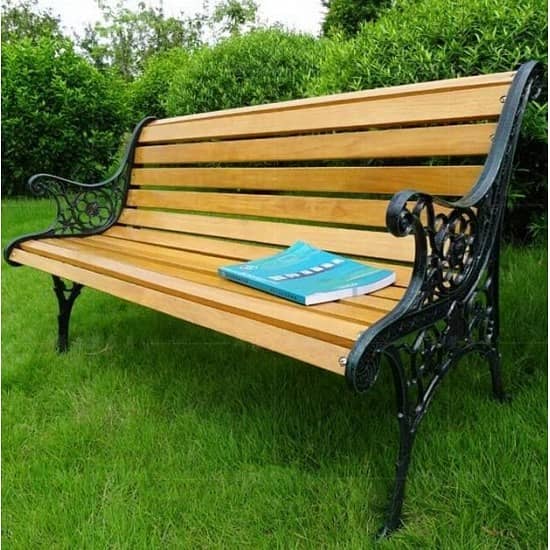 Park seating Lawn Benches, Patios outdoor Wooden Iron Frame Benches 16