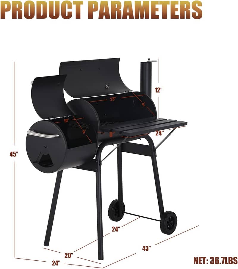 BBQ Smoker Charcoal Grill Roaster Portable Outdoor Camping 2 in 1 1