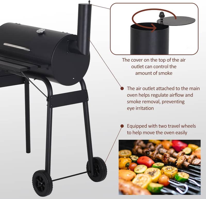 BBQ Smoker Charcoal Grill Roaster Portable Outdoor Camping 2 in 1 5