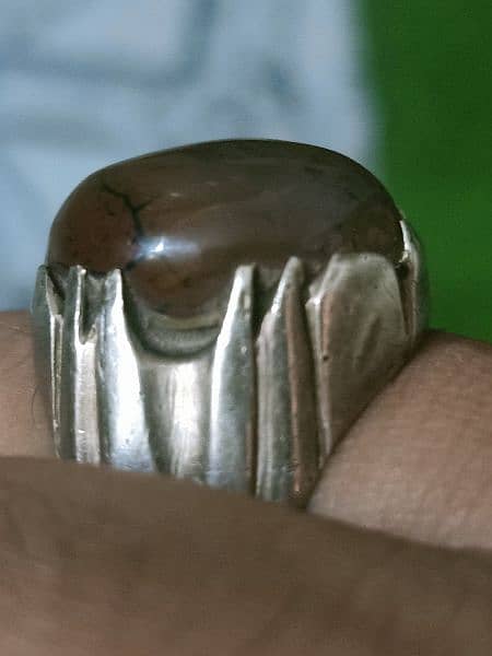 chandi ring with aqeeq ston 5