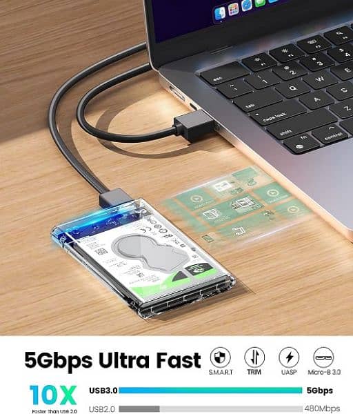 ORICO 2.5'' External HDD Enclosure USB 3.0 to SATA III Clear Case 0