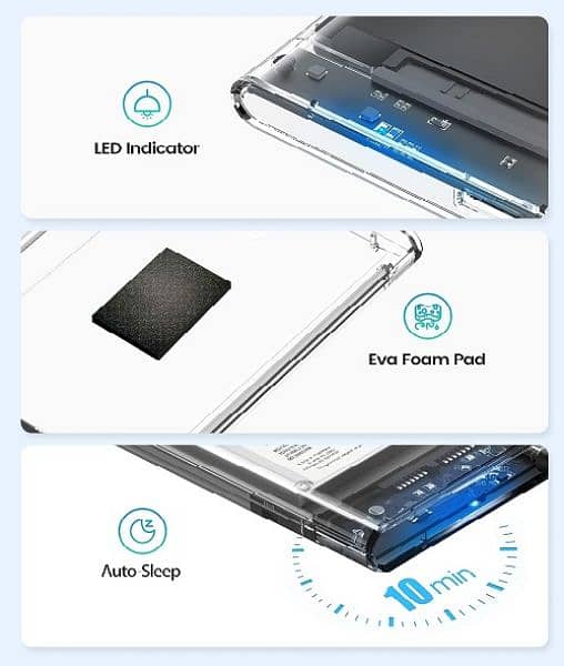 ORICO 2.5'' External HDD Enclosure USB 3.0 to SATA III Clear Case 4