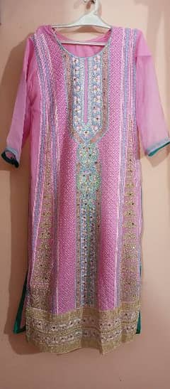 pink suit kamiz pajama dhupta stitch