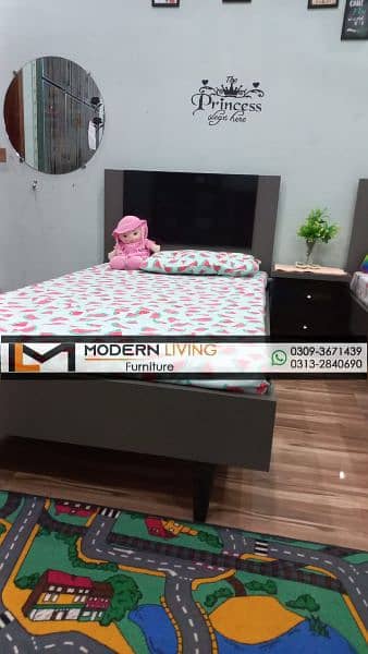 Modern 2 single bed one side table best quality 2