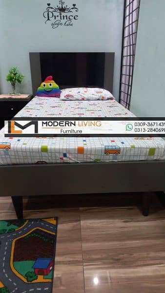 Modern 2 single bed one side table best quality 4