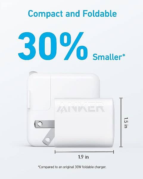 ANKER 313 Charger 30W USB-C Charger, GaN/PD/PowerIQ 3.0 3