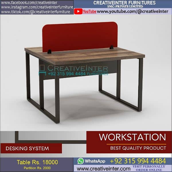Office workstation table Staff desk Executive chair meeting Computer 18