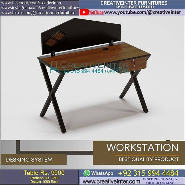 Office workstation table Staff desk Executive chair meeting Computer 6