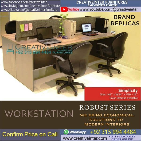Office workstation table Staff desk Executive chair meeting Computer 7