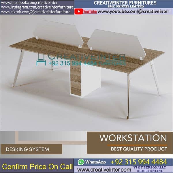 Office workstation table Staff desk Executive chair meeting Computer 17