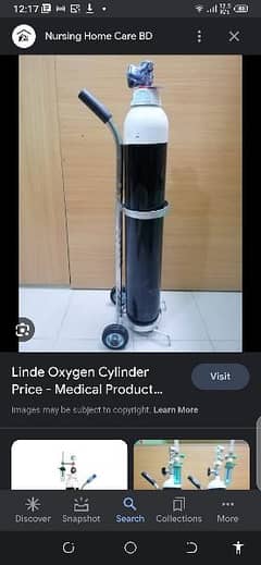 empty oxygen cylinder with moving stand