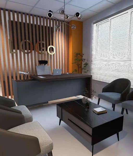 Office decor,glass paper,logo design,wpc panel,pvc ceiling,tv console, 2