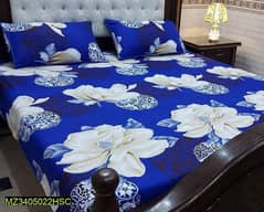3pcs cotton printed double bed sheets