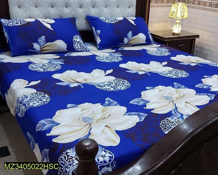 3pcs cotton printed double bed sheets 0