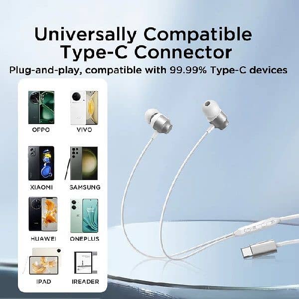 JOYROOM Wired Earphones, JR-EC06 TYPE-C, Multiple buttons & microphone 3