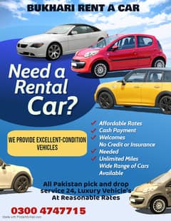 Rent a car Lahore/car Rental/Rent a car service To all Pakistan 24/7)