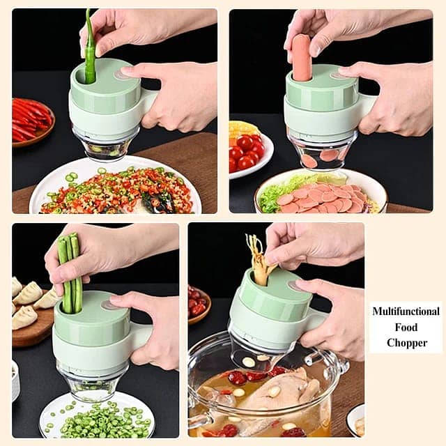 4 in 1 Portable Electric Vegetable Cutter Set, Wireless Mini Food 1