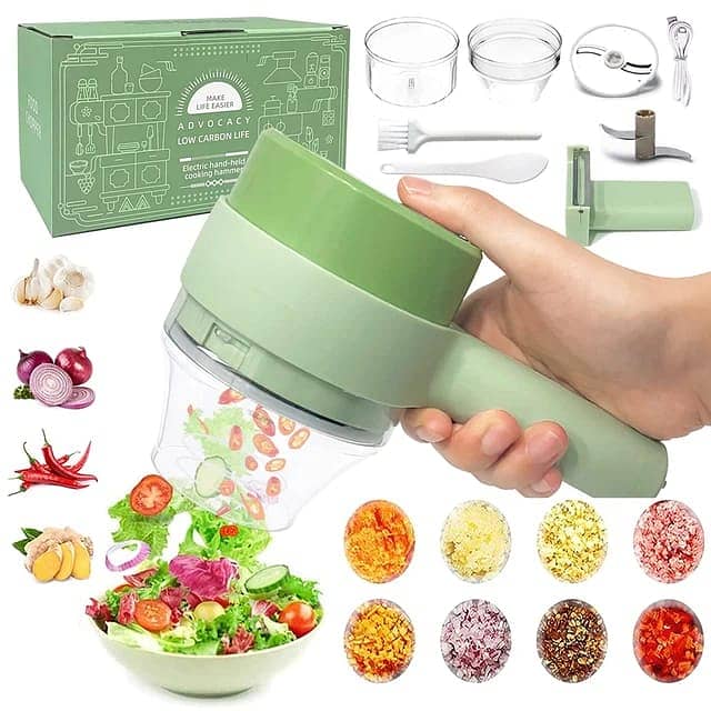 4 in 1 Portable Electric Vegetable Cutter Set, Wireless Mini Food 5
