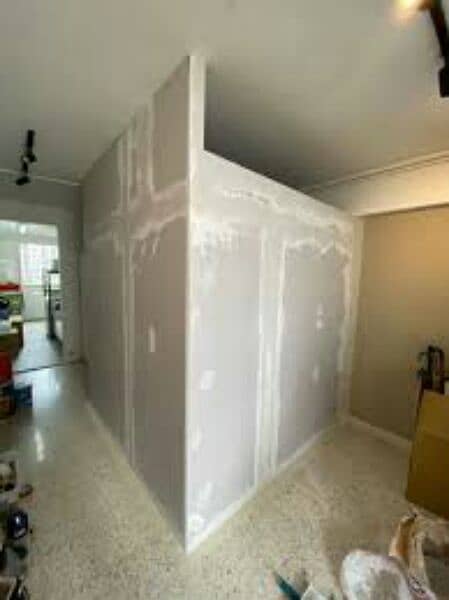 dry wall partition with gypsum sheets 11