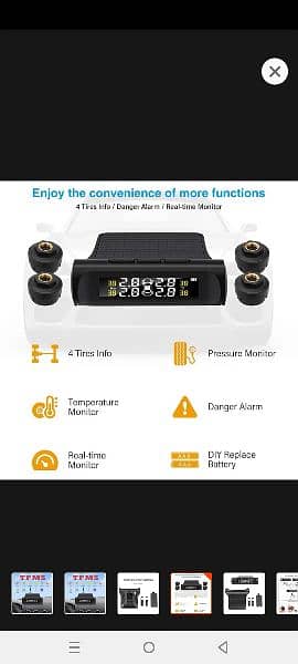 Car Solar TPMS Tire Pressure Monitoring System Solar Power Digit 8