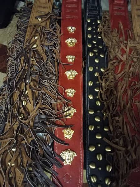 leather custom hand made leather guitar belts/straps 2
