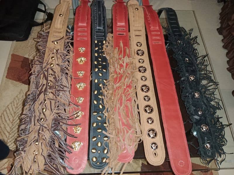 leather custom hand made leather guitar belts/straps 4