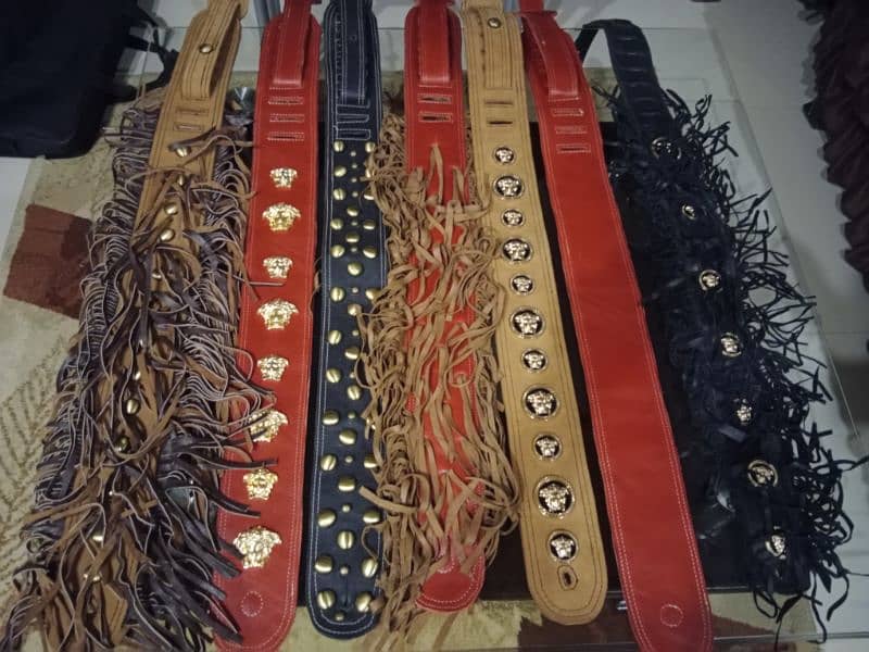 leather custom hand made leather guitar belts/straps 5