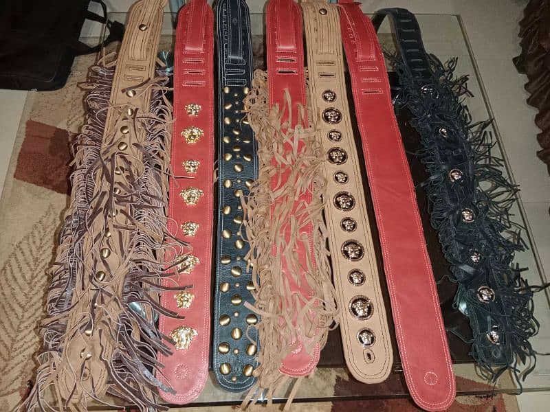 leather custom hand made leather guitar belts/straps 6