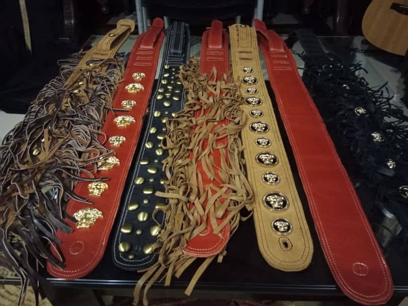 leather custom hand made leather guitar belts/straps 7