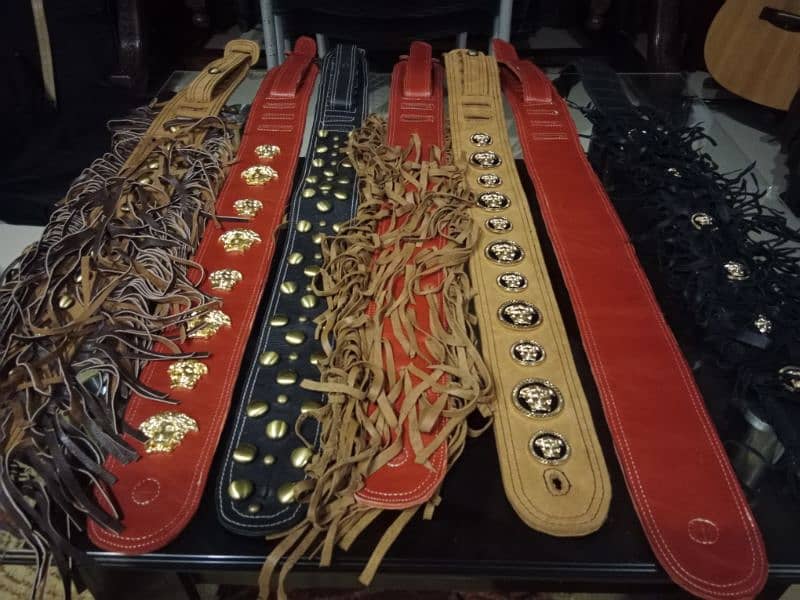 leather custom hand made leather guitar belts/straps 8