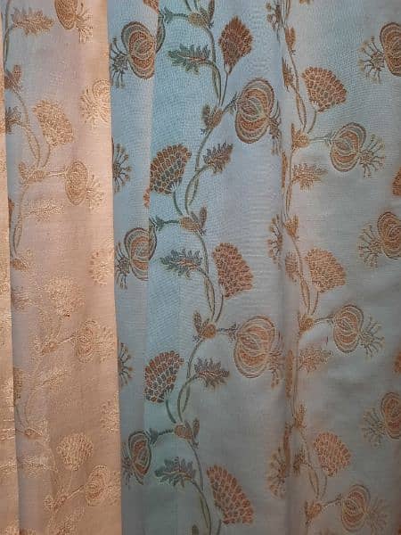 Solid Fabric | Deal of 4 Curtains | Orange + Beige Color | 5