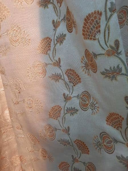 Solid Fabric | Deal of 4 Curtains | Orange + Beige Color | 6