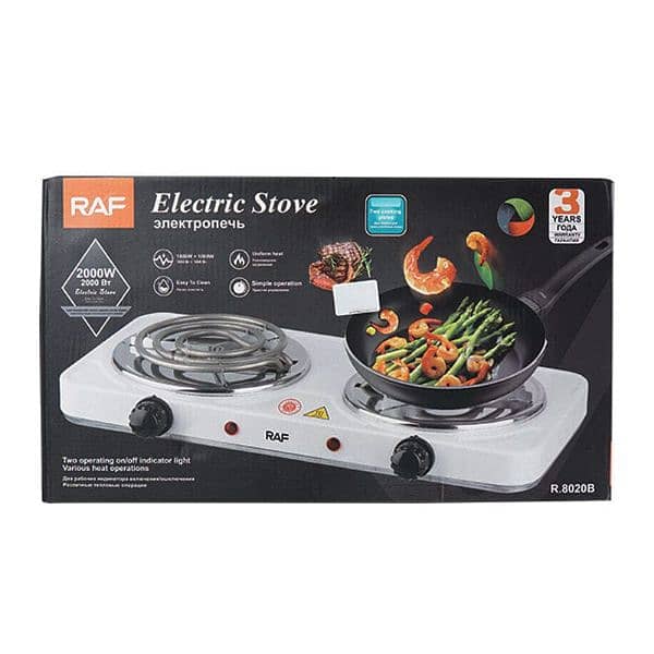 RAF ELECTRIC DOUBLE STOVE HOT BURNER TWO COOKING PLATES POWERFUL HEAT 8