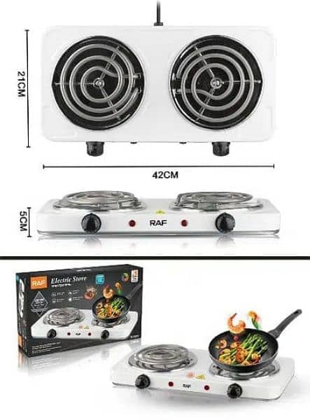 RAF ELECTRIC DOUBLE STOVE HOT BURNER TWO COOKING PLATES POWERFUL HEAT 10