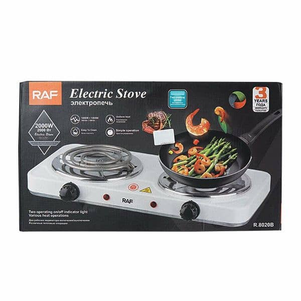 RAF ELECTRIC DOUBLE STOVE HOT BURNER TWO COOKING PLATES POWERFUL HEAT 17