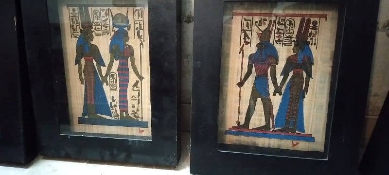 5 papyrus hand painting Egyptian kings Vintage 6