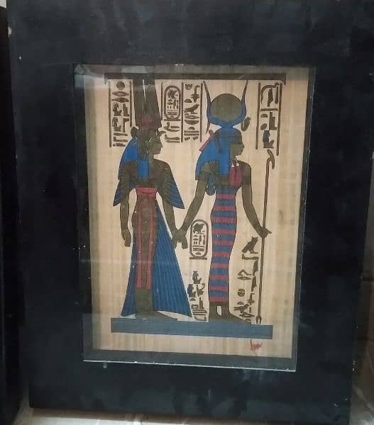 5 papyrus hand painting Egyptian kings Vintage 10