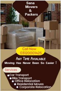 Packers & MOVERS house shifting  and transport all pakistan services