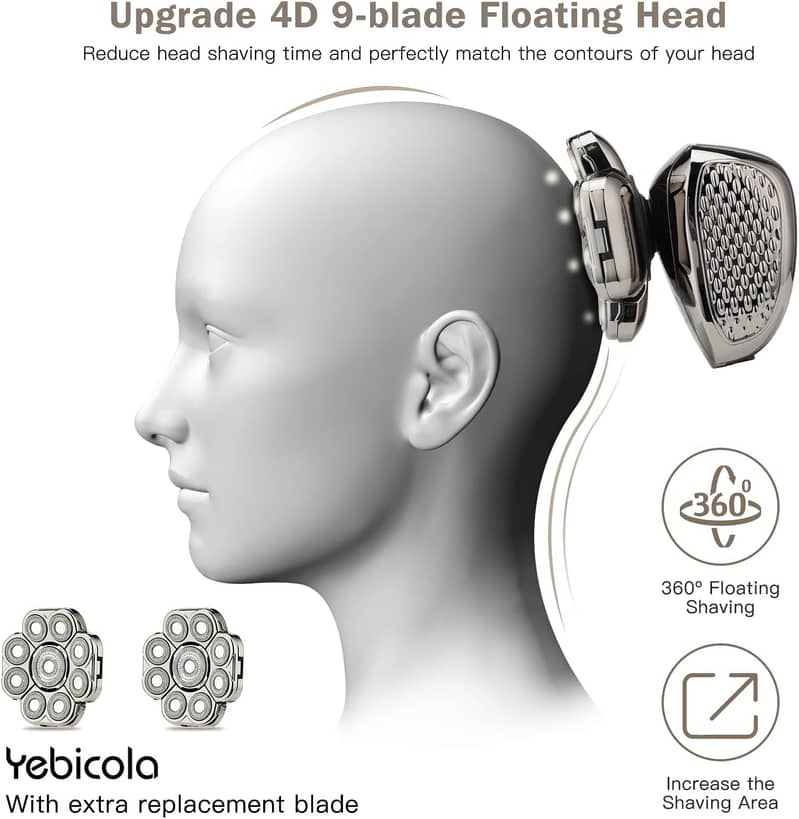 Yebicola 4D Head Shavers for Bald Men, Upgraded 9 Floating Heads 3