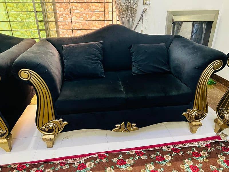 Royal sofa set golden black 3+2+1 2